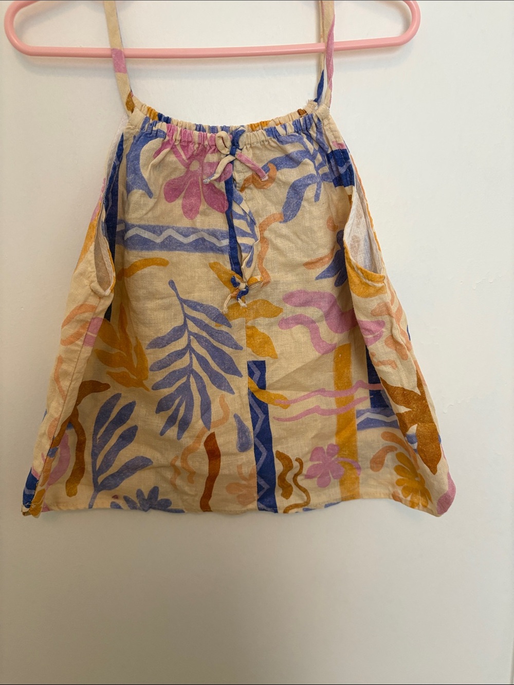Zara Cream Tank Top with Pink, Blue and Mustard Botanical Print